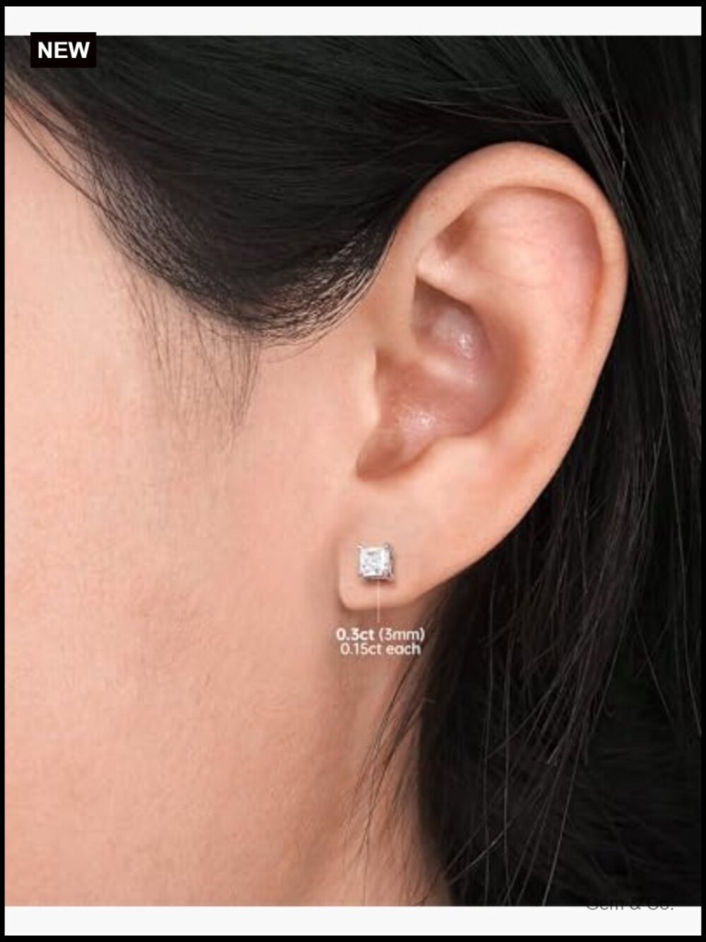 Princess Cut Moissanite Square Stud Earrings 925 Sterling Silver Hypoallergenic - Picture 4 of 7